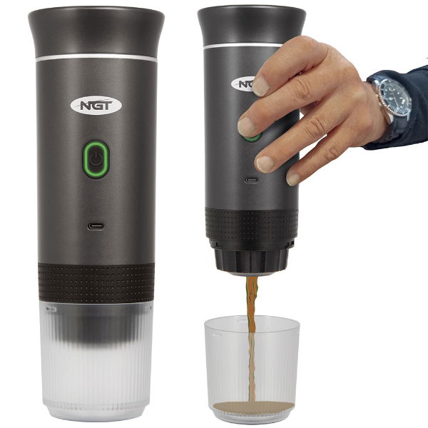 NGT Portable Espresso Coffee Machine - USB Rechargable with Full Heating and Extraction (Grey)