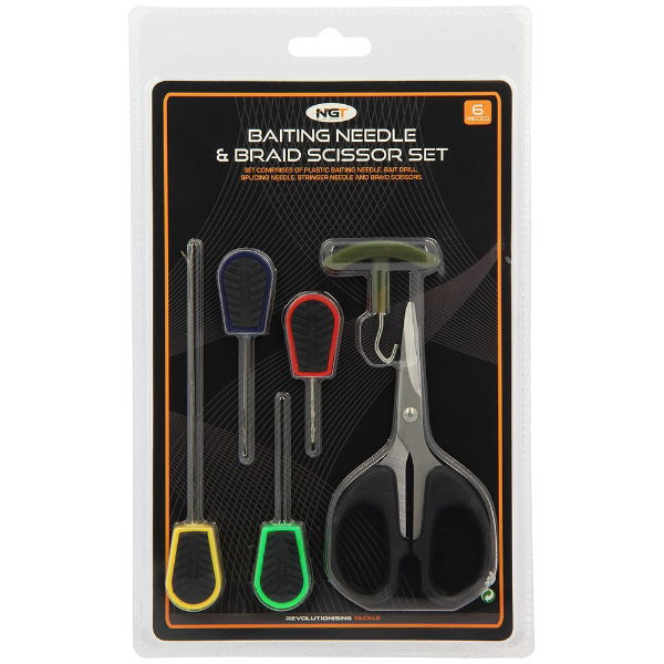 NGT 6pc Soft Grip Tool Set - 4 Needles, Braid Scissors and Knot Puller