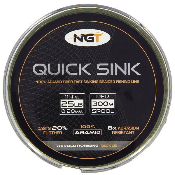 NGT Moss Green Quick Sink Braid - 25lb (300m) Spool