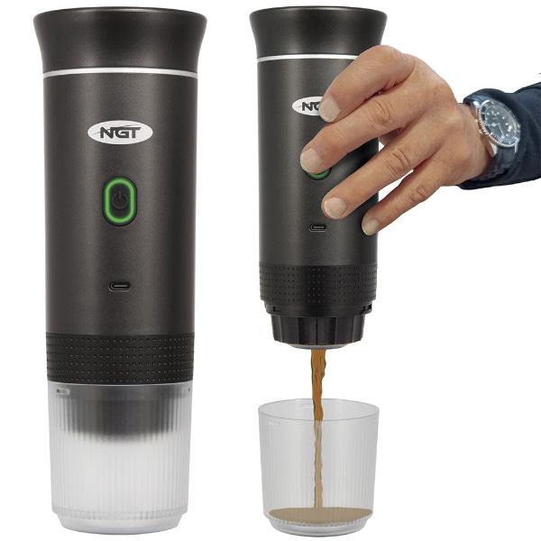 NGT Portable Espresso Coffee Machine - USB Rechargable with Full Heating and Extraction (Black)